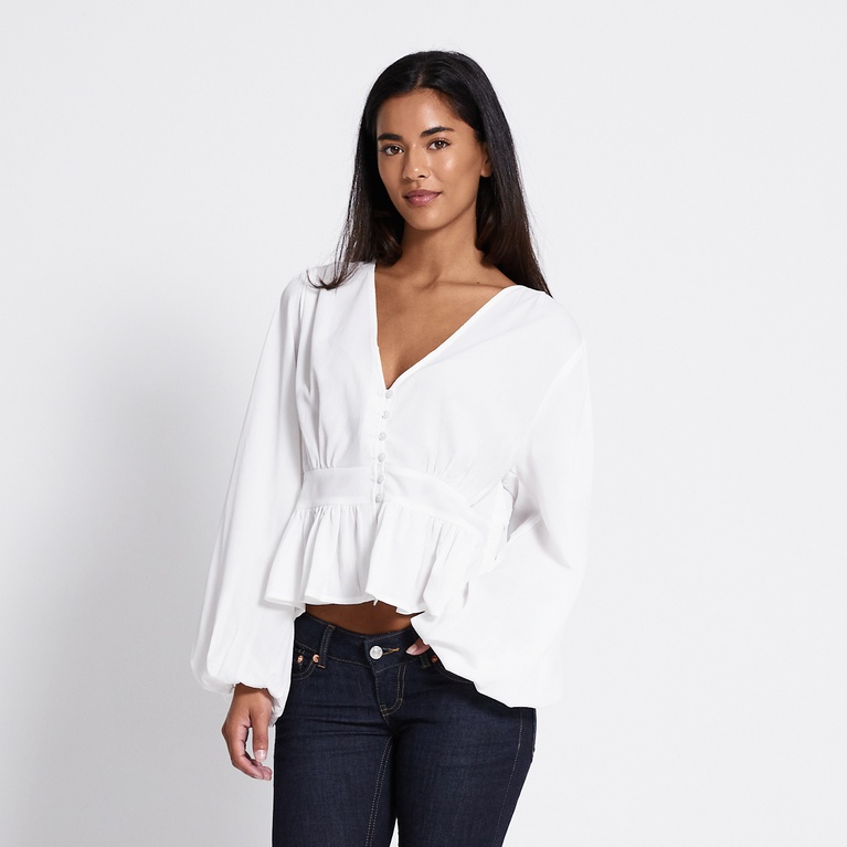V-neck peplum blouse "Gianna"